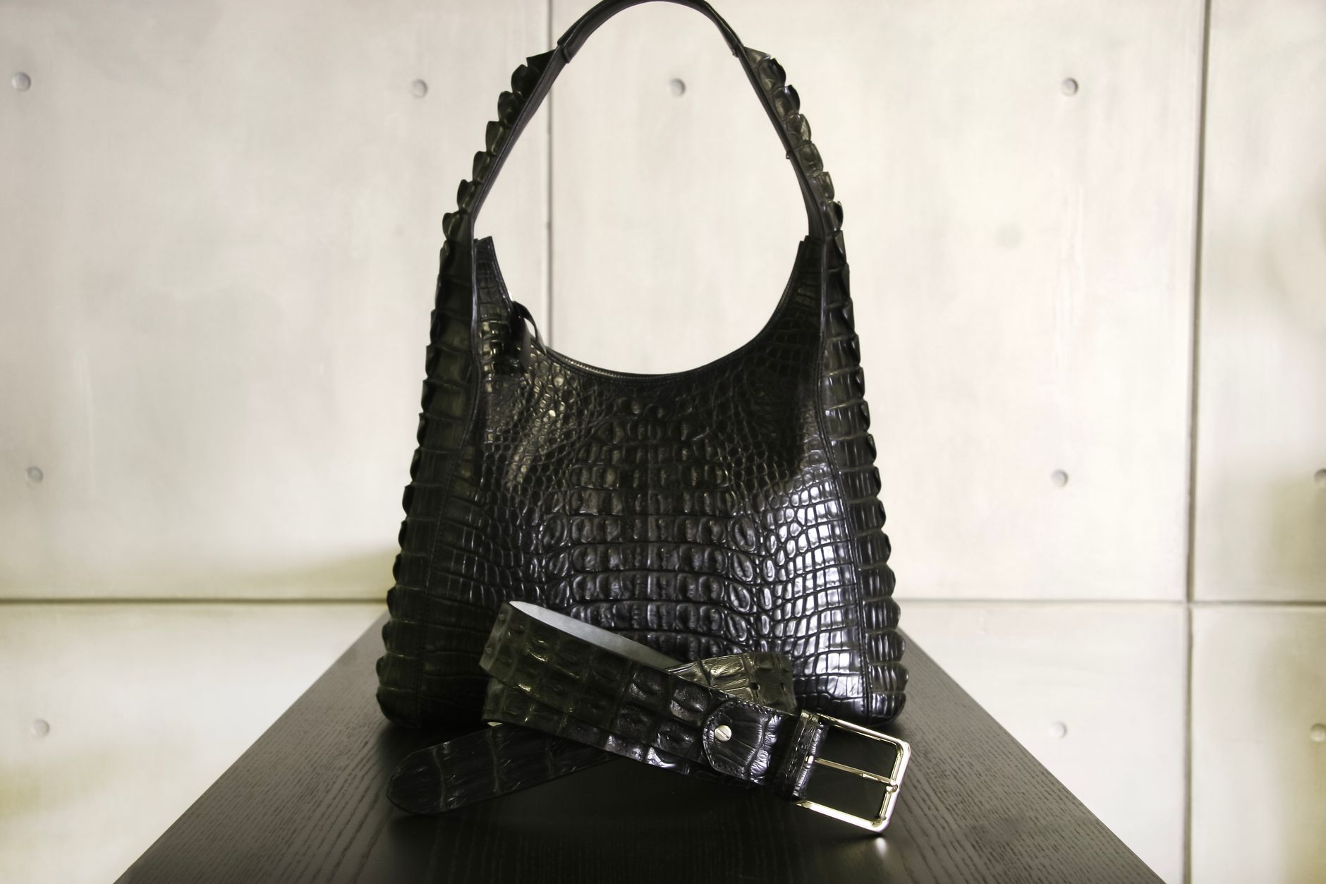 Croc-Embossed Leather